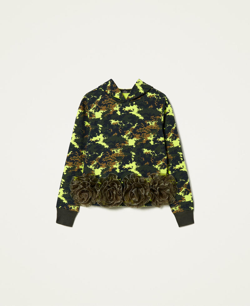 Felpa 'Silver' camouflage con rose Stampa Mimetic Green Donna 212AP2320-0S