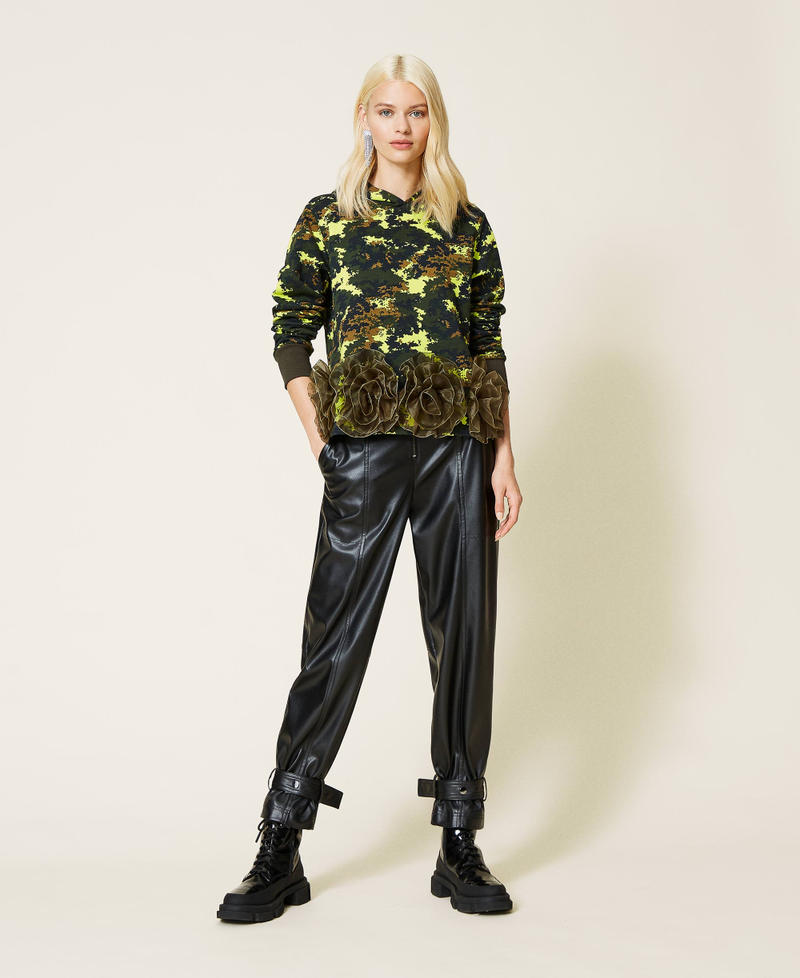 Felpa 'Silver' camouflage con rose Stampa Mimetic Green Donna 212AP2320-0T