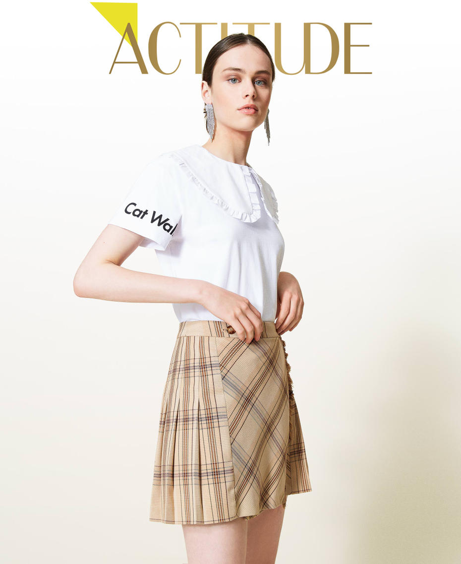 T-shirt con colletto e stampa Bianco "Sea Salt" Donna 212AP2340-01