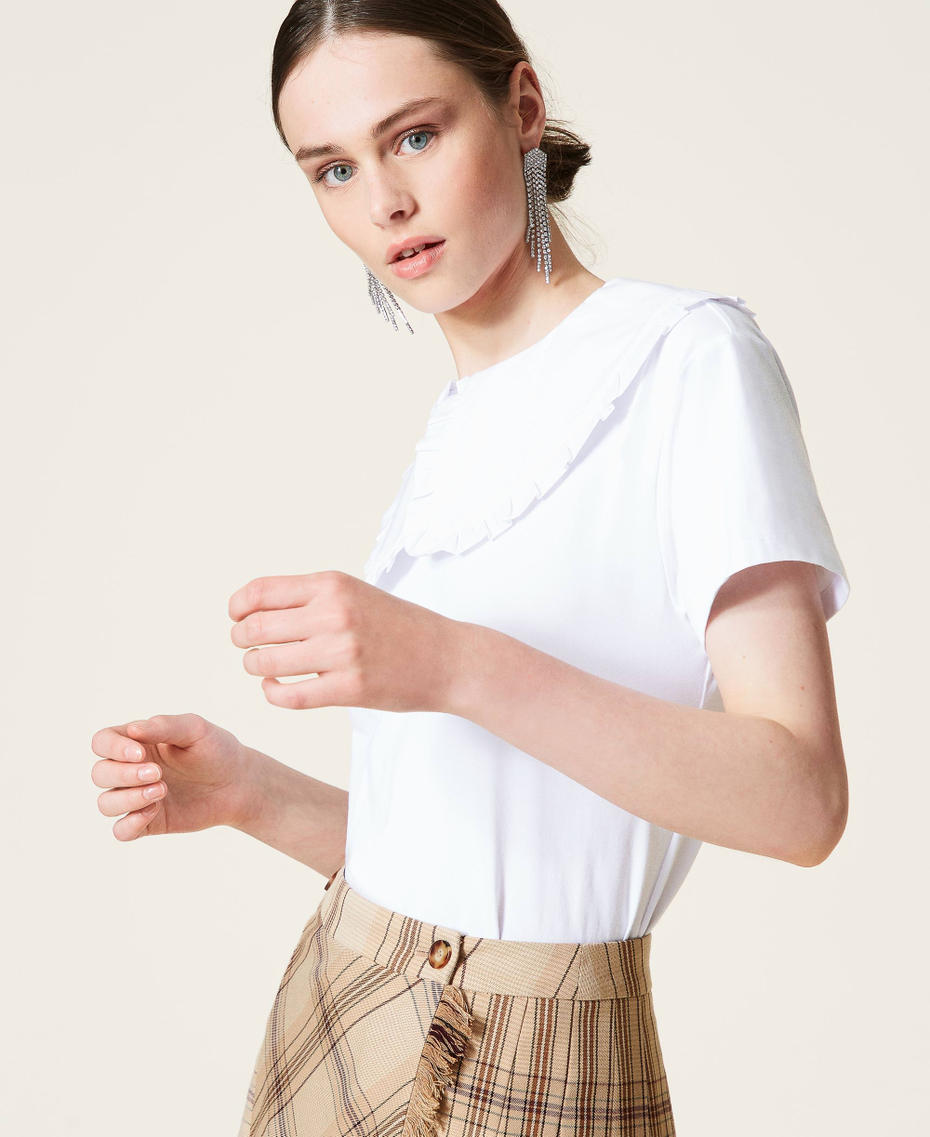 T-shirt with collar and print "Sea Salt” White Woman 212AP2340-03