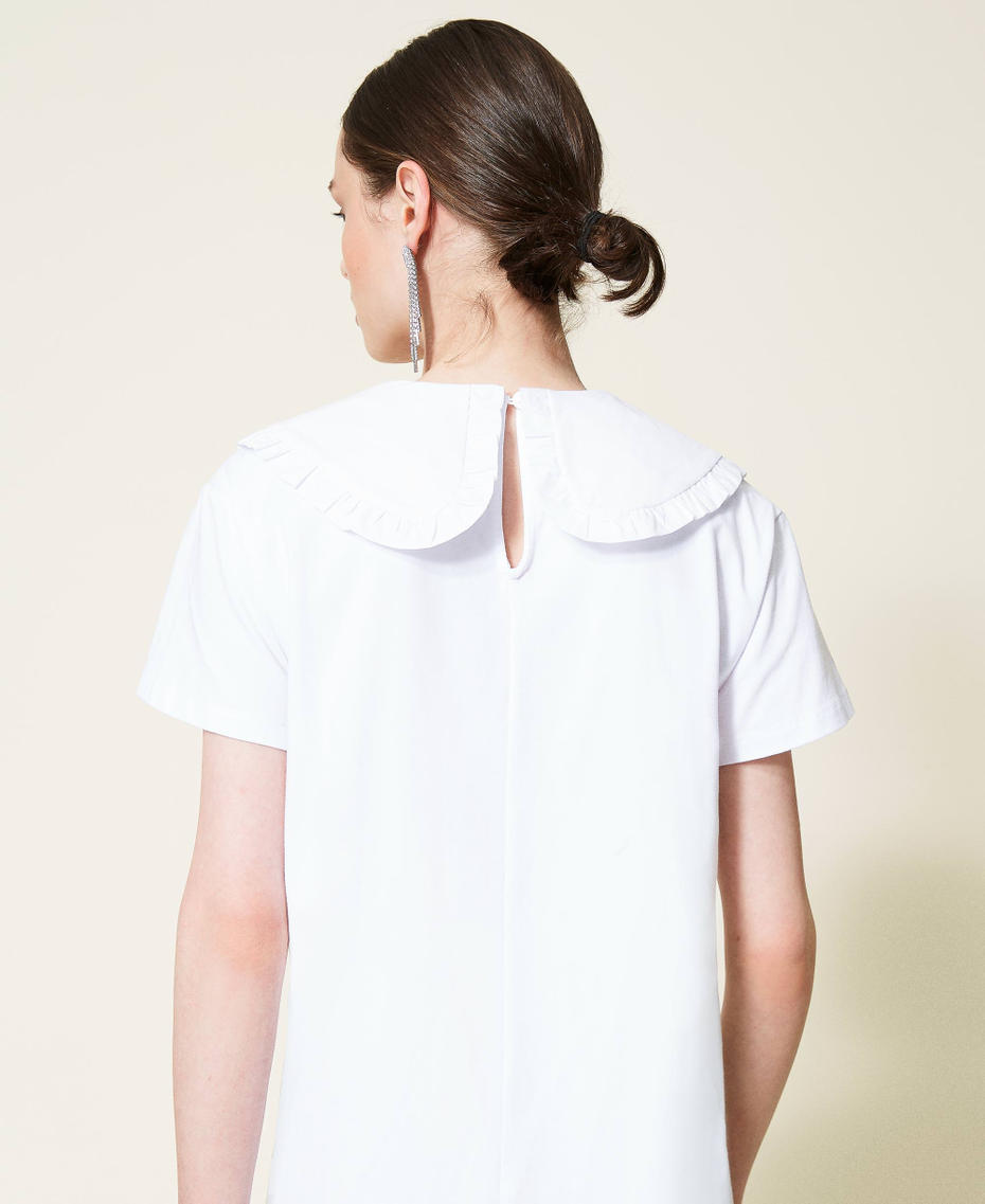 T-shirt with collar and print "Sea Salt” White Woman 212AP2340-04