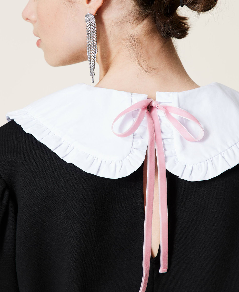 Abito 'Pearl' in felpa con colletto Bicolor Nero / Bianco "Sea Salt" Donna 212AP2341-05