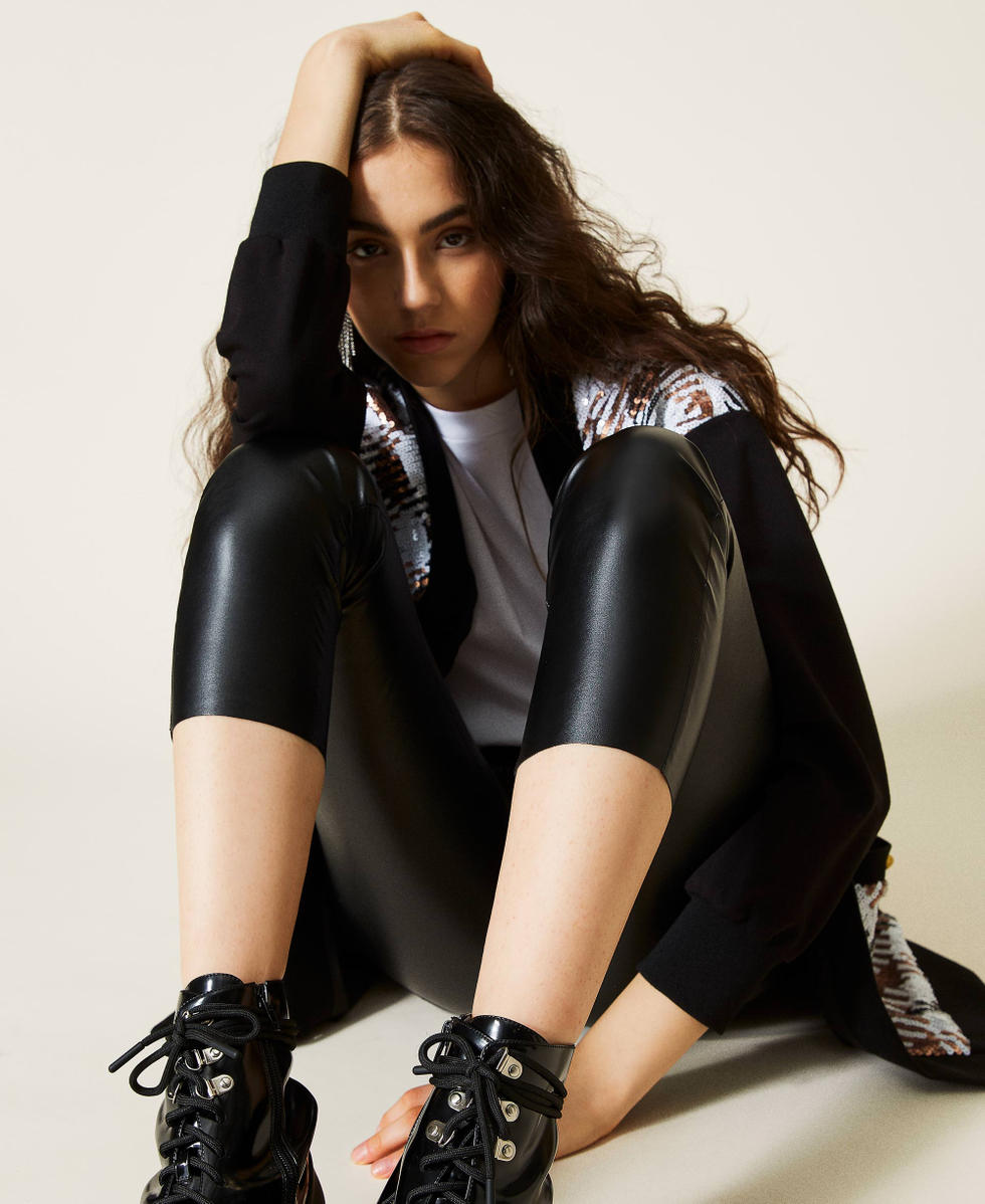 Leggings mit zwei Rei&szlig;verschl&uuml;ssen Schwarz Frau 212AP2371-05