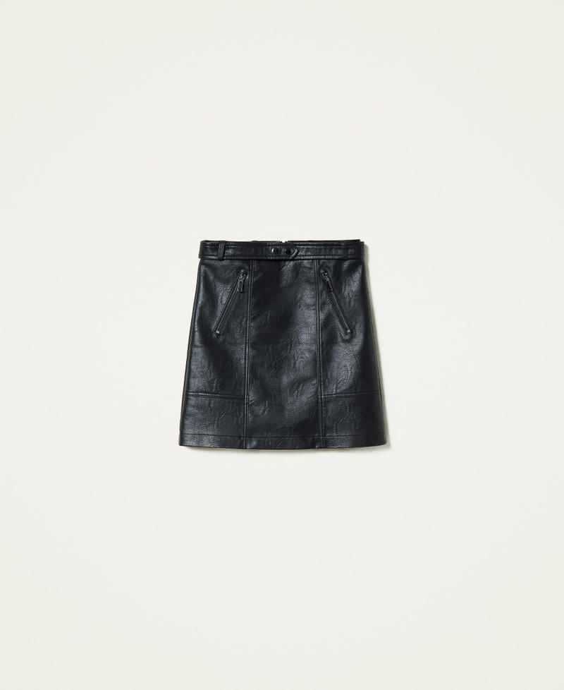 Mini-jupe avec fermeture éclair Noir Femme 212AP2372-0S
