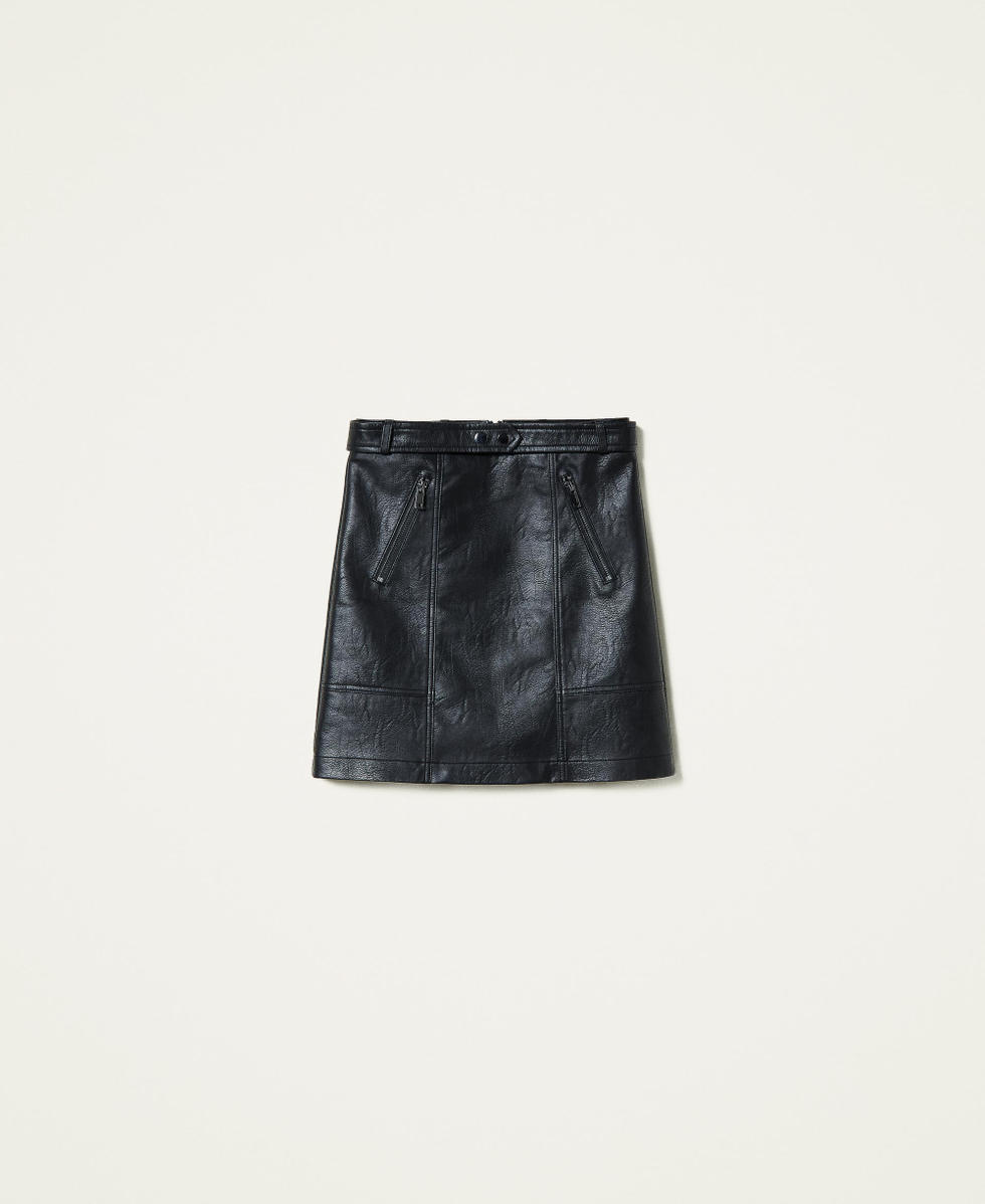 Miniskirt with zip Woman, Black | TWINSET Milano