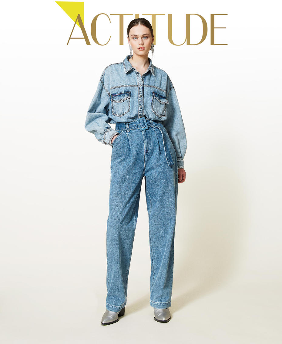 Jeans „Azurite“ mit Gürtel Mittleres "Denimblau" Frau 212AP238A-01