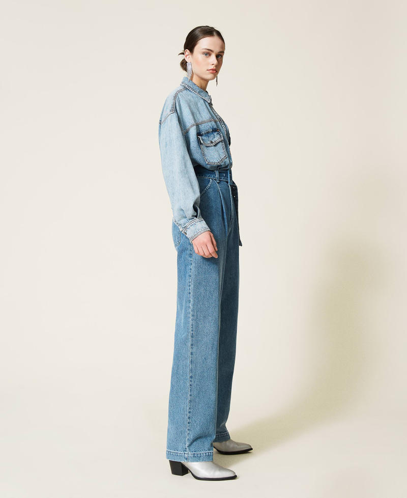 Jeans „Azurite“ mit Gürtel Mittleres "Denimblau" Frau 212AP238A-02