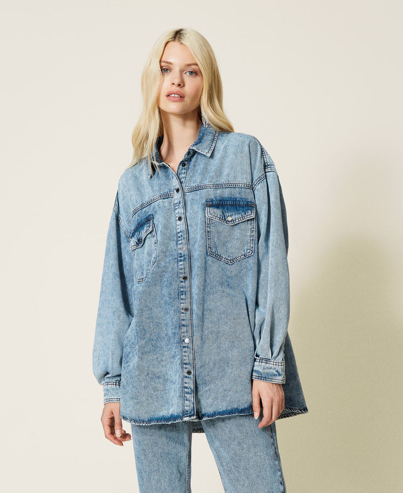 Jeanshemd Mittleres "Denimblau" Frau 212AP2391-07