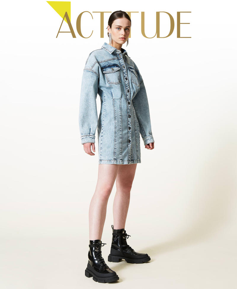 Denim shirt dress "Mid Denim" Blue Woman 212AP239A-01