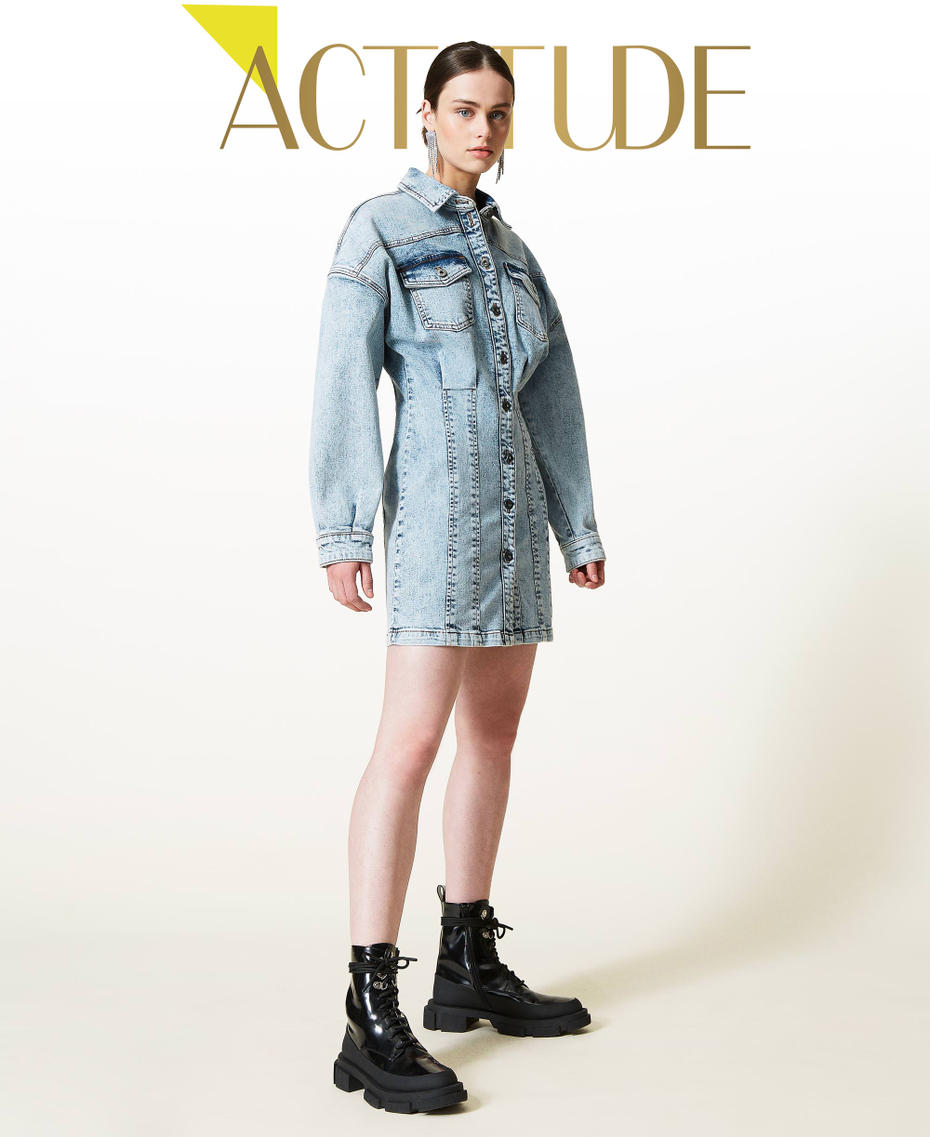Denim shirt dress "Mid Denim" Blue Woman 212AP239A-01