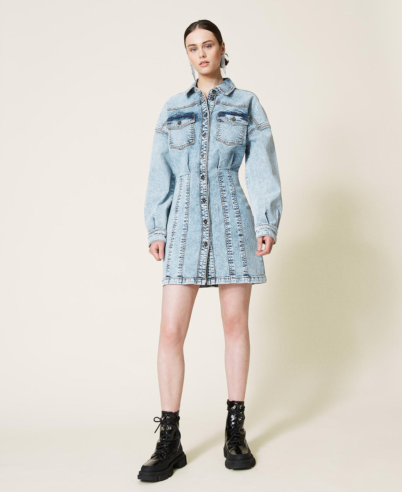 Denim shirt dress "Mid Denim" Blue Woman 212AP239A-02