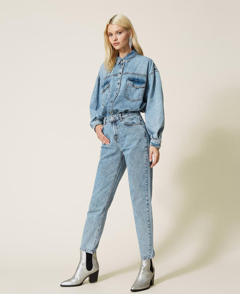 Carrot fit high waist jeans "Mid Denim" Blue Woman 212AP239B-02
