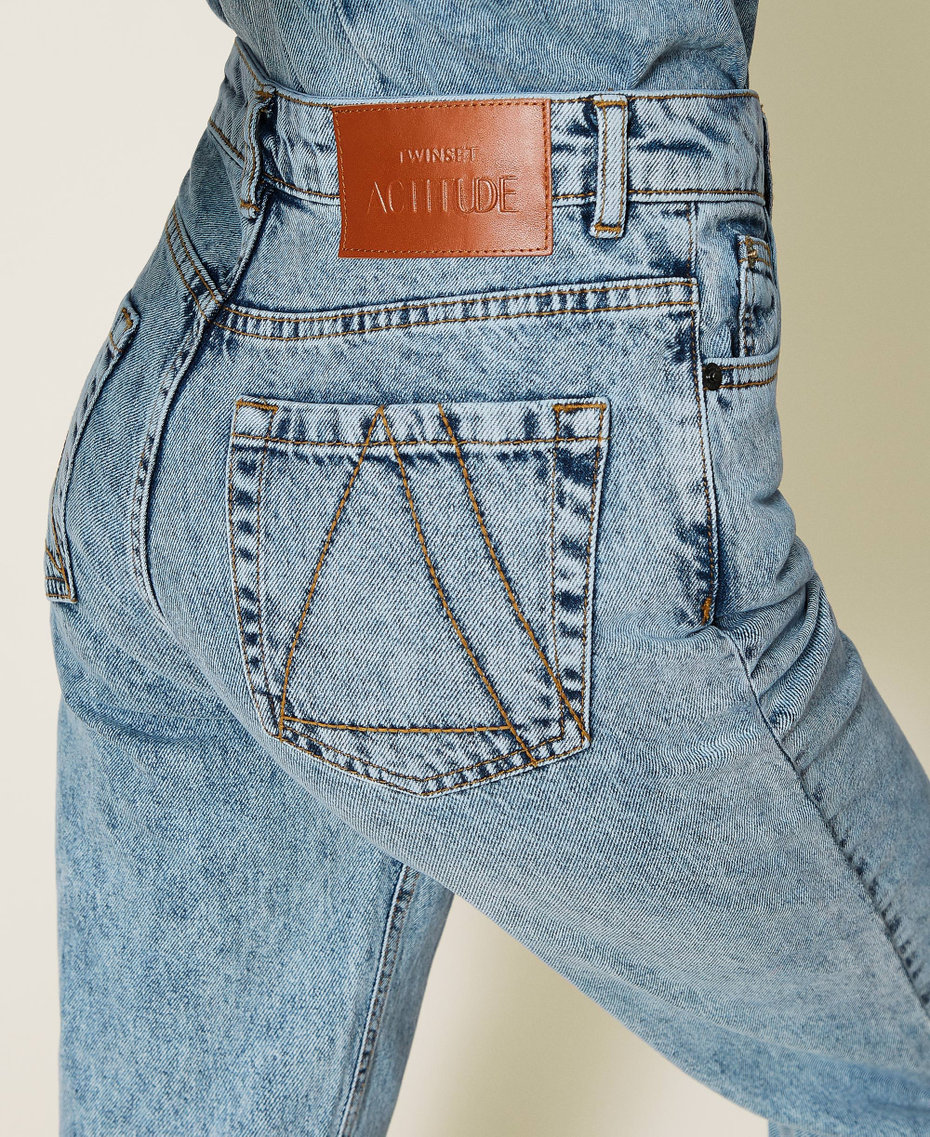 Jeans carrot a vita alta Blu "Denim Medio" Donna 212AP239B-05