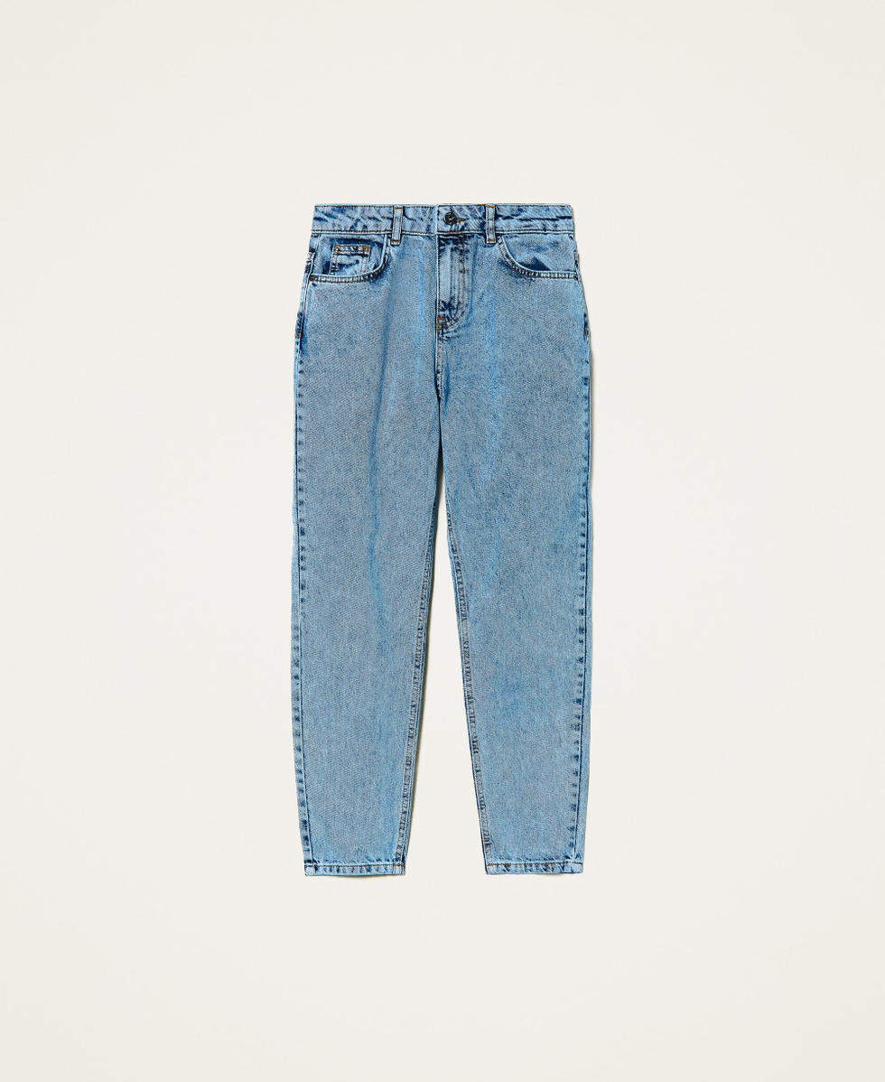 Jean carotte taille haute Bleu "Denim Moyen" Femme 212AP239B-0S