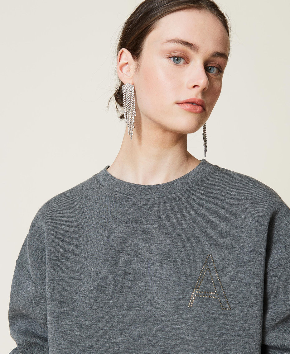 Robe en tissu scuba avec volant en tulle Bicolore Gris Chin&eacute; Clair / Iceland Blue Femme 212AP2400-05