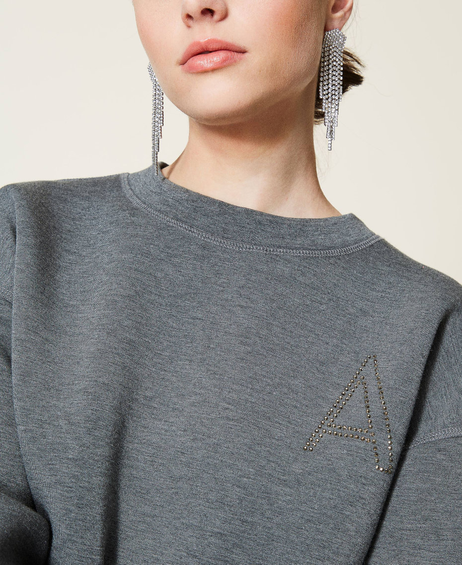 Sweatshirt aus Scuba mit &Ouml;ffnung Zweifarbig Hellgrau-M&eacute;lange / Iceland Blue Frau 212AP2402-03