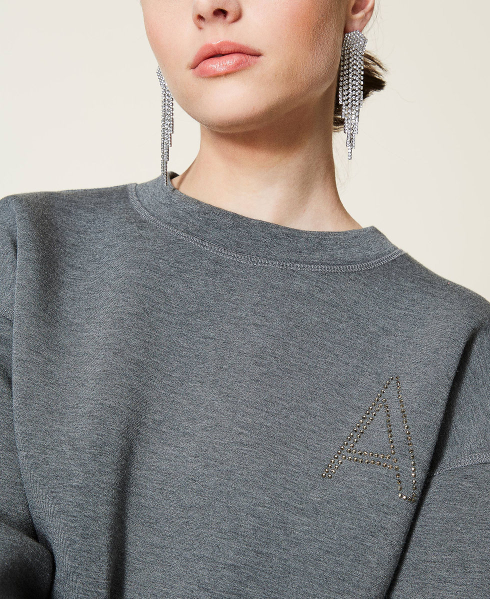 Scuba Fabric sweatshirt Two-tone Light Grey Marl / Iceland Blue Woman 212AP2402-03