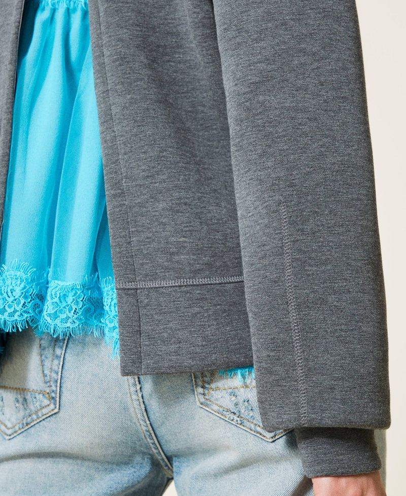 Sweatshirt aus Scuba mit &Ouml;ffnung Zweifarbig Hellgrau-M&eacute;lange / Iceland Blue Frau 212AP2402-06