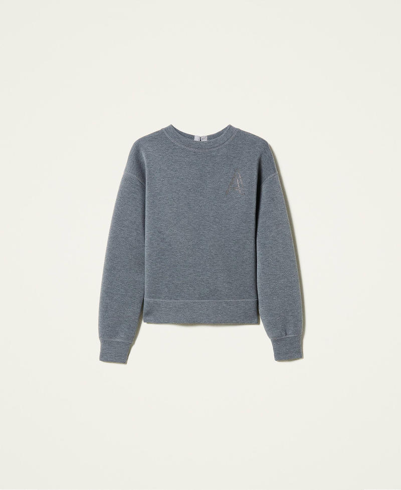 Scuba Fabric sweatshirt Two-tone Light Grey Marl / Iceland Blue Woman 212AP2402-0S