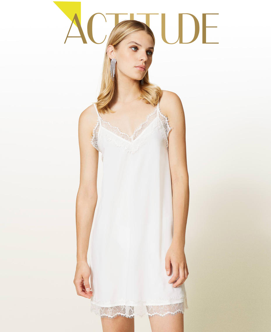 Slip dress with lace "Sea Salt&rdquo; White Woman 212AP243A-01