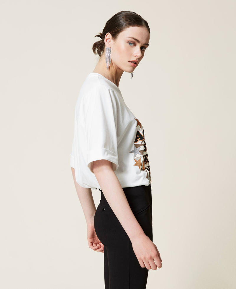 T-shirt avec imprimé pailleté Blanc Femme 212AP2441-02