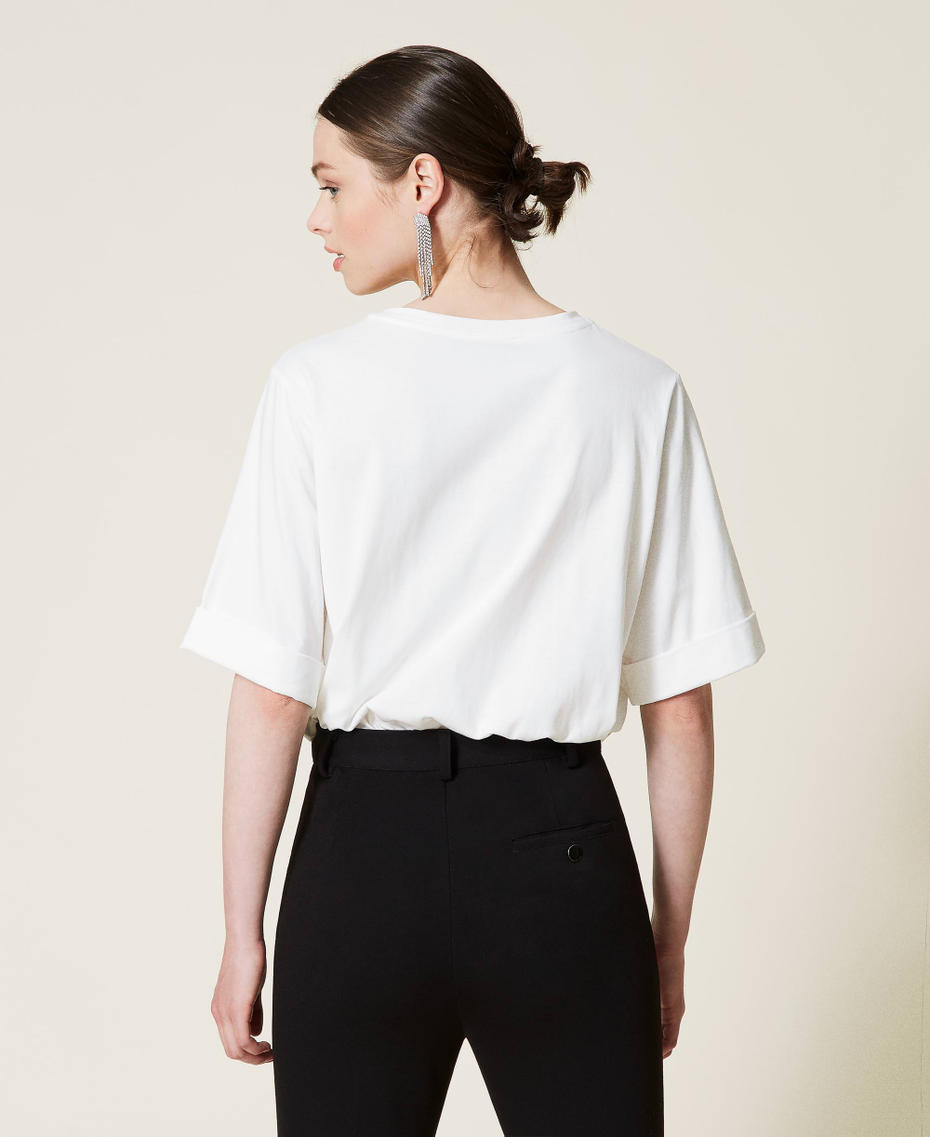 T-shirt with glitter print White Woman 212AP2441-03