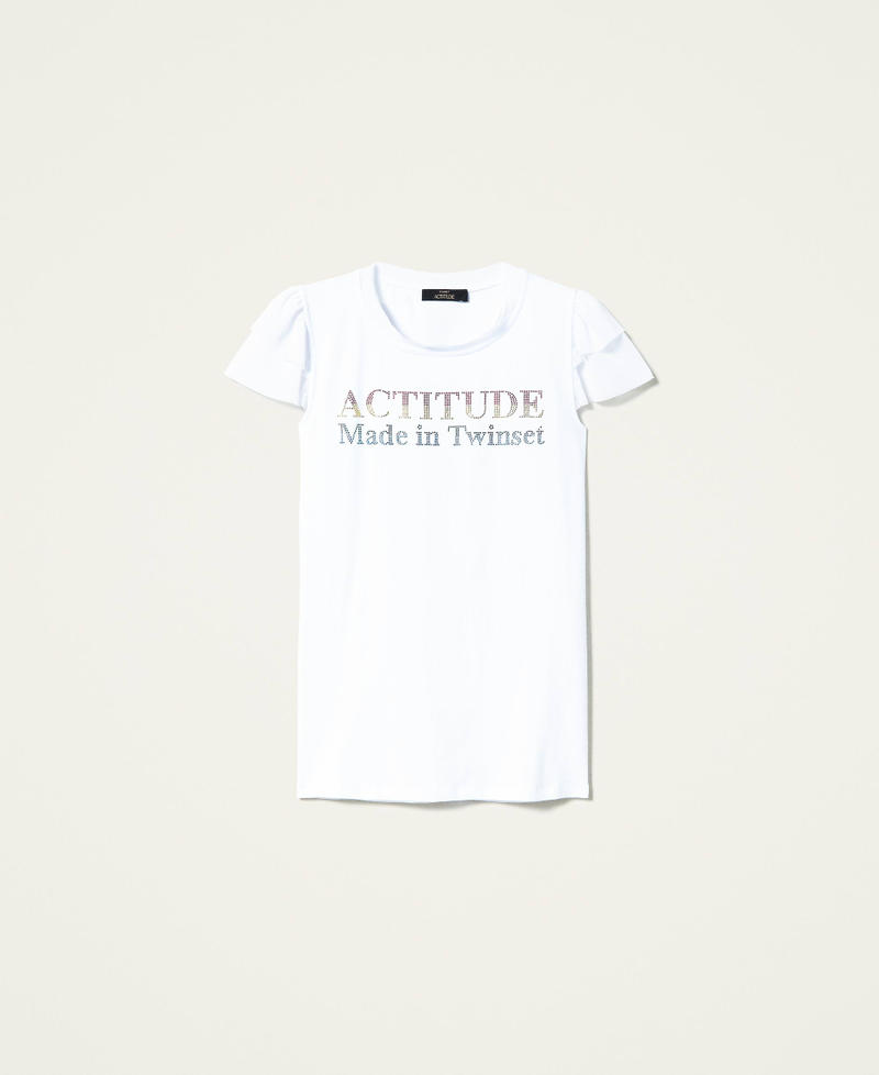 T-shirt con maniche in georgette Bianco Donna 212AP2444-0S