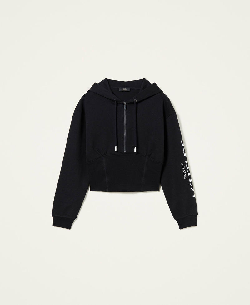 Cropped hoodie with logo Black Woman 212AP245B-0S