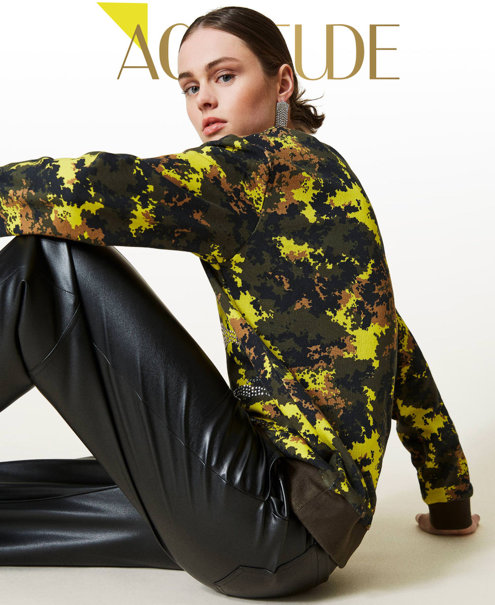 Sudadera Silver camuflaje con tachuelas Mujer Verde TWINSET