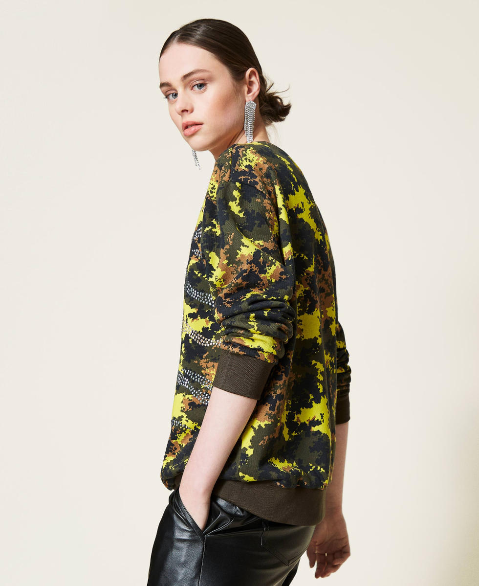 Sweat Femme Ideology Camo Vert XS – Neuf Avec étiquettes