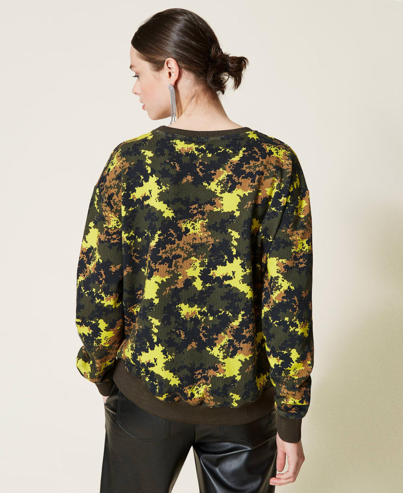 Felpa 'Silver' camouflage con borchie Stampa Mimetic Green Donna 212AP2460-04