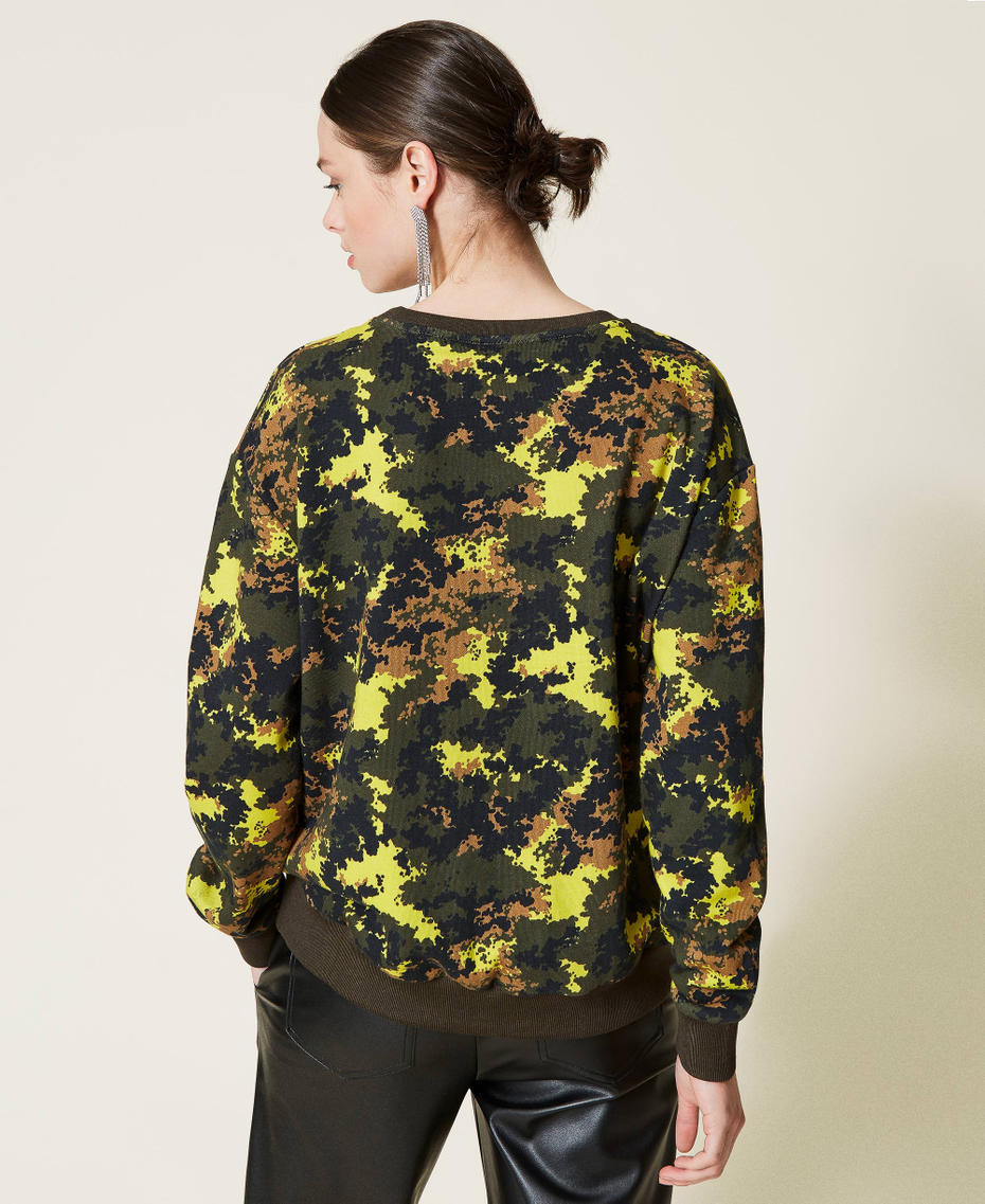 Felpa 'Silver' camouflage con borchie Stampa Mimetic Green Donna 212AP2460-04