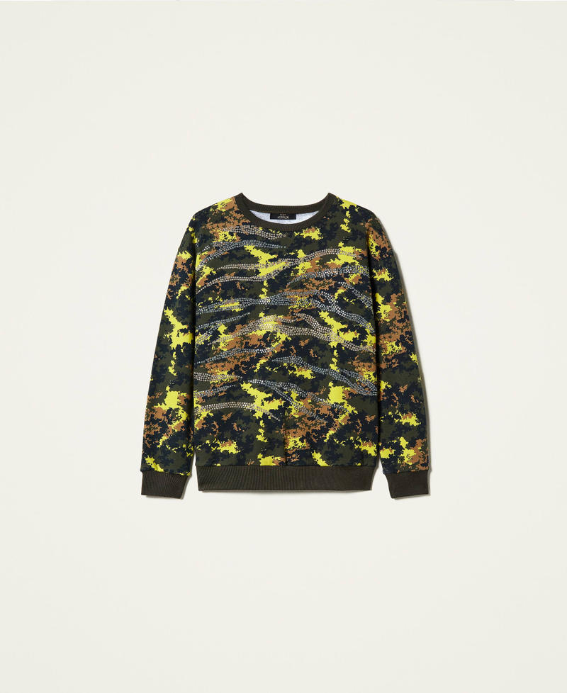 Felpa 'Silver' camouflage con borchie Stampa Mimetic Green Donna 212AP2460-0S