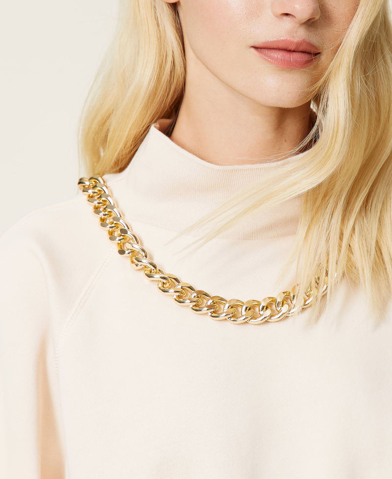 Sudadera cropped con cadena Beige &laquo;Bone&raquo; Mujer 212AP247A-04