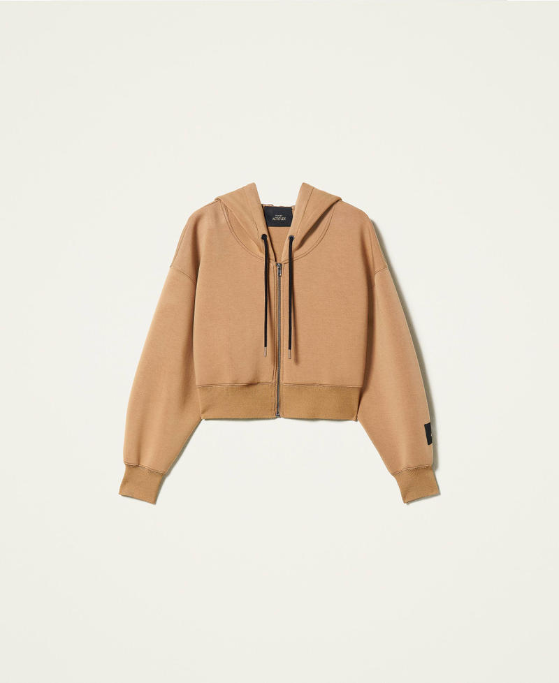 ‘Jade’ scuba fabric hoodie “Panama” Brown Woman 212AP2480-0S
