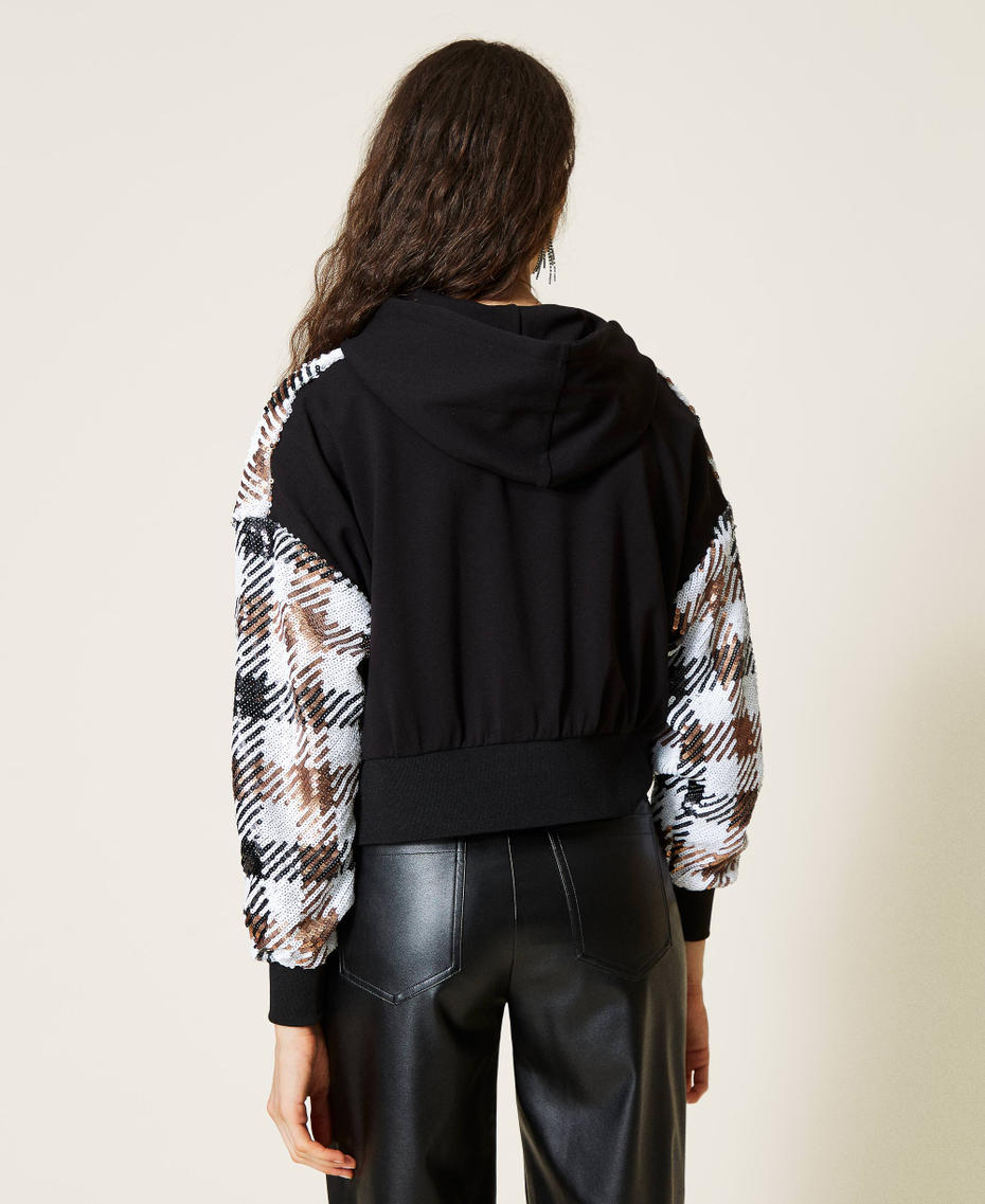 Full sequin chequered hoodie Full Sequin Check Woman 212AP2510-05
