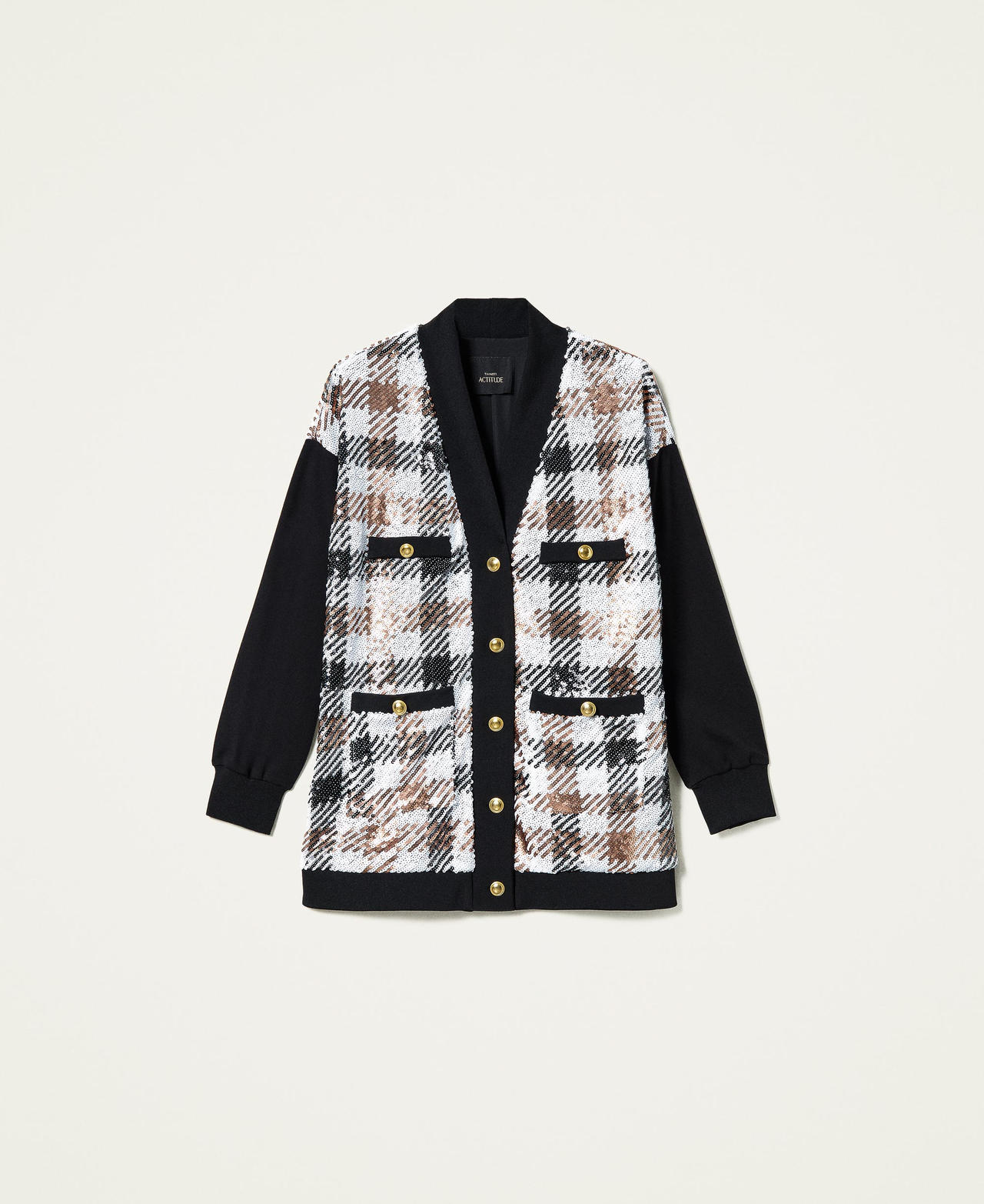 Cardigan check in full paillettes Check Full Paillettes Donna 212AP2512-0S