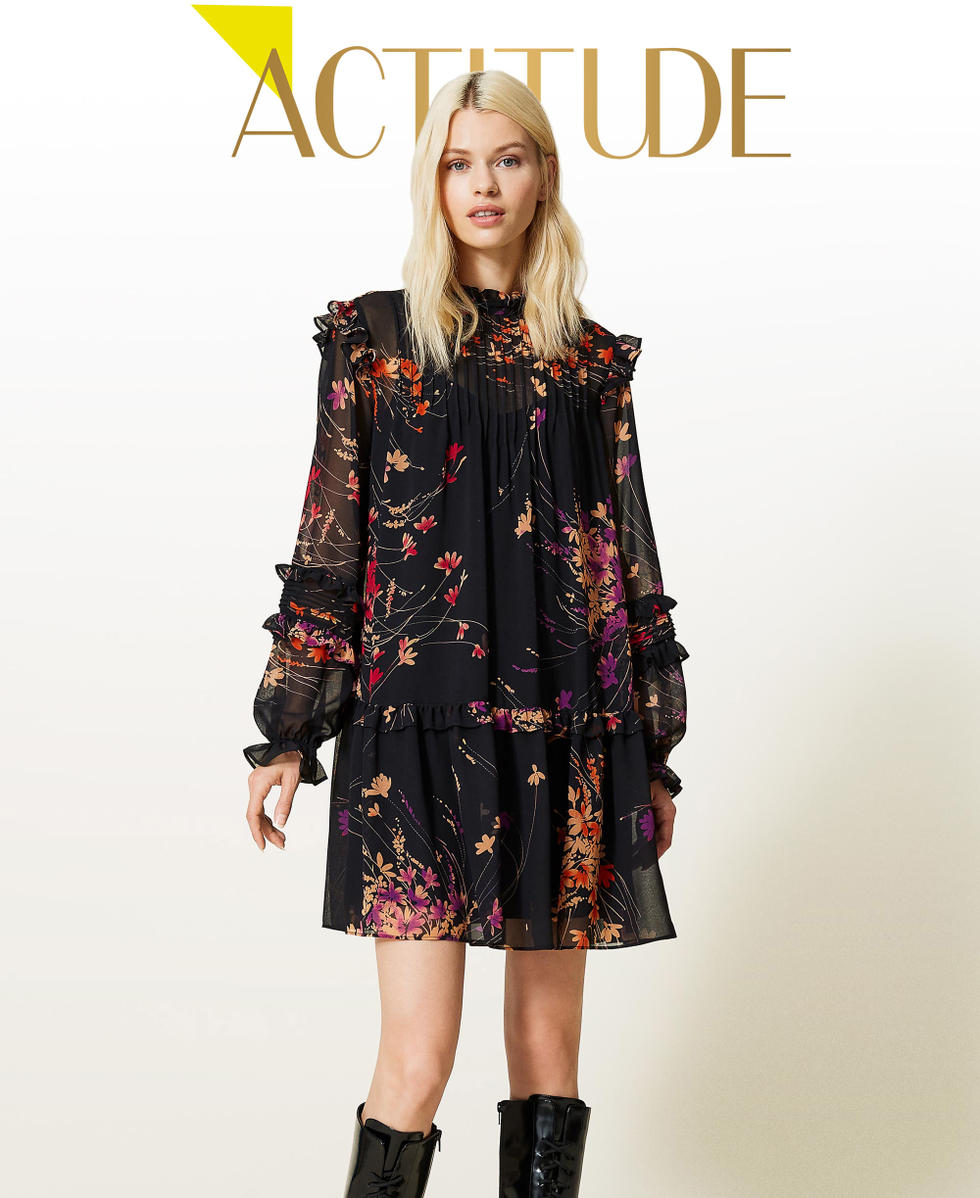 Black floral hotsell ruffle dress