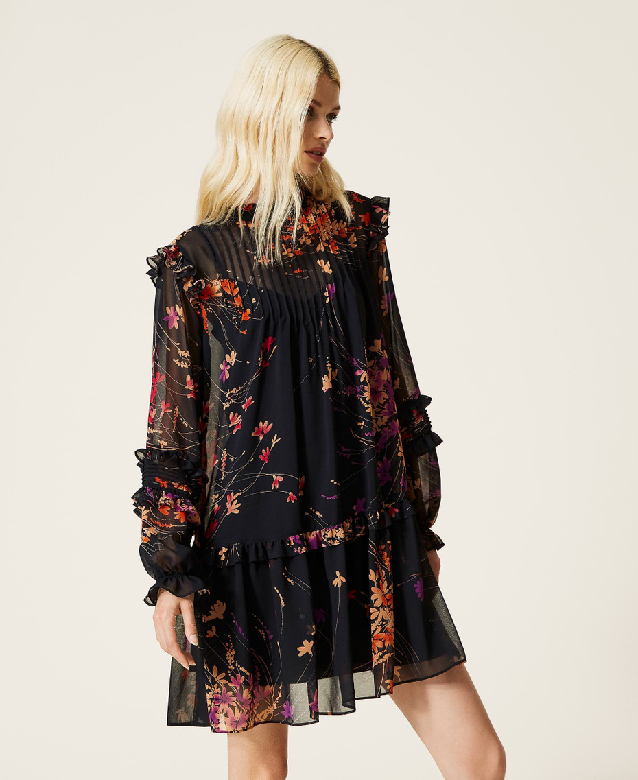 Fabula - Top con volant a fiori Damier - Blu | Smallable