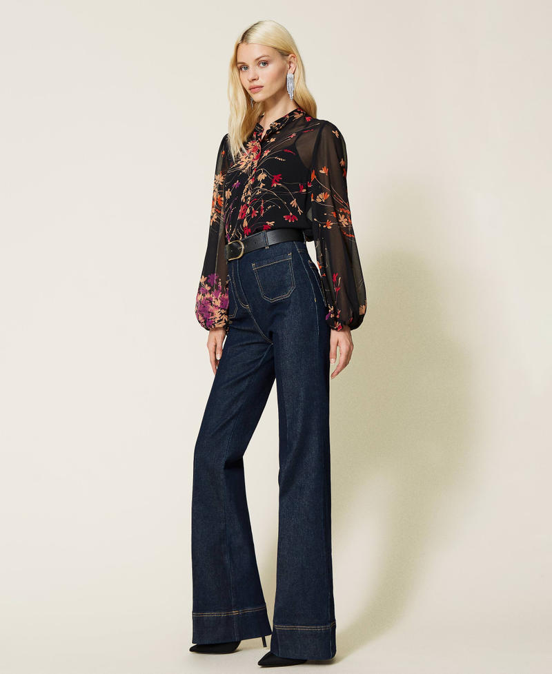 Hemd mit Blumenprint Print Wild Flowers Schwarz Frau 212AP2553-02