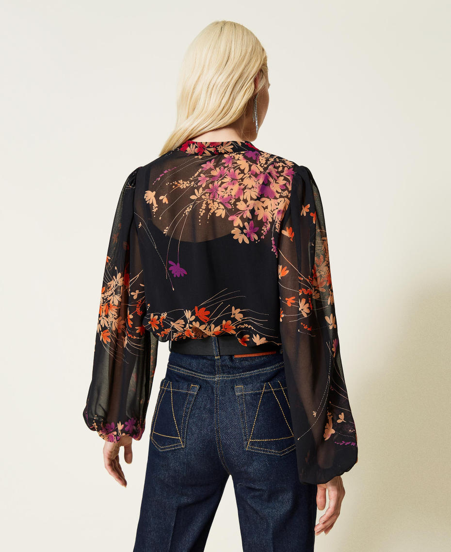 Hemd mit Blumenprint Print Wild Flowers Schwarz Frau 212AP2553-04