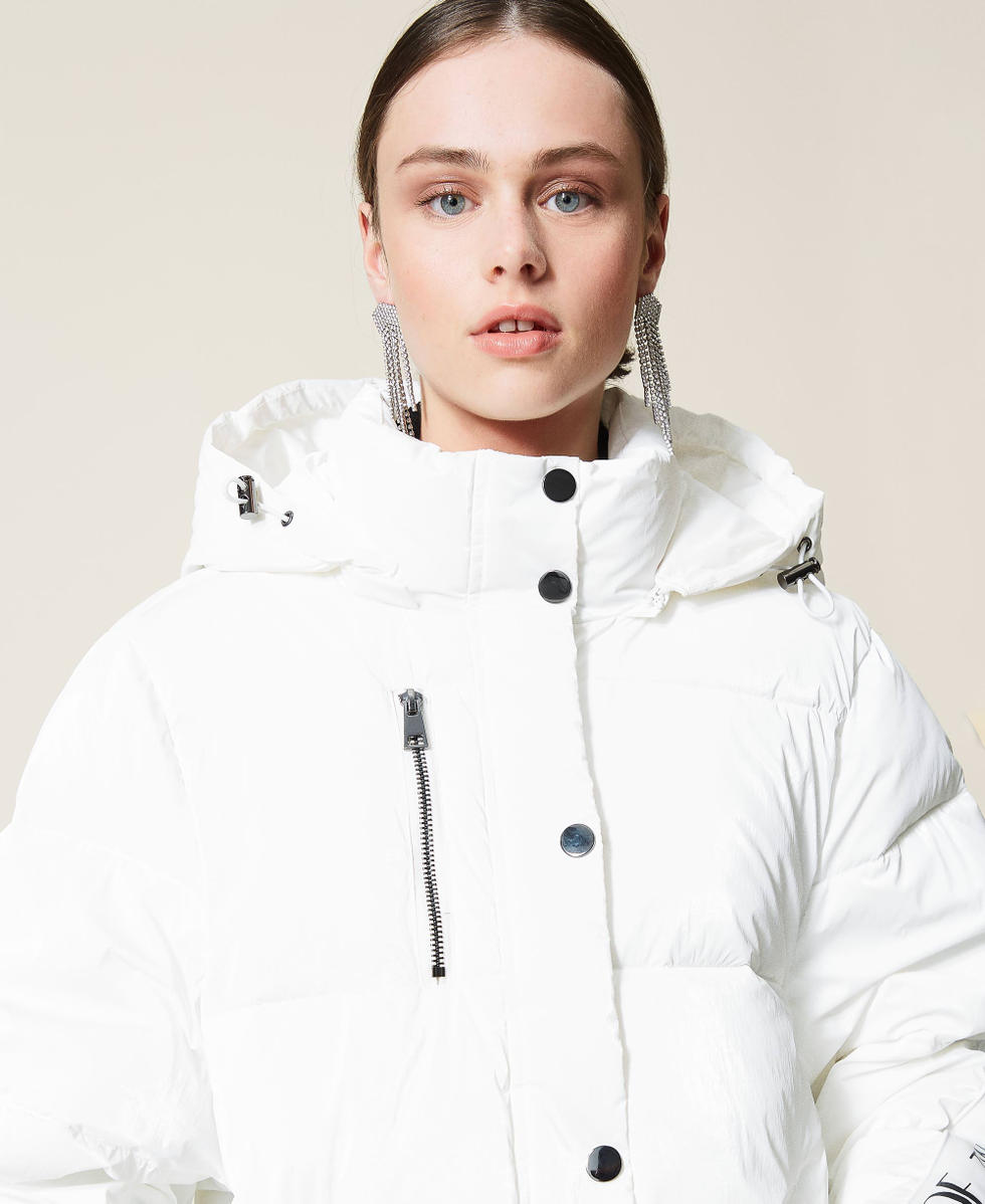 Puffer jacket with logo Woman White TWINSET Milano
