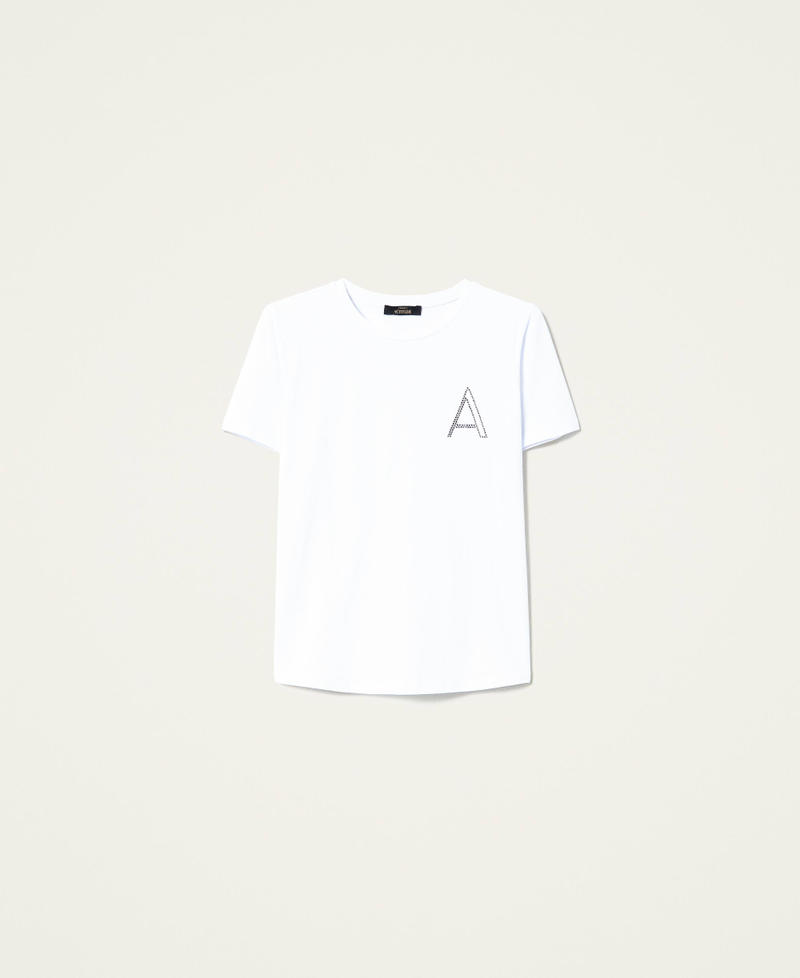 T-shirt with rhinestone logo White Woman 212AP2612-0S