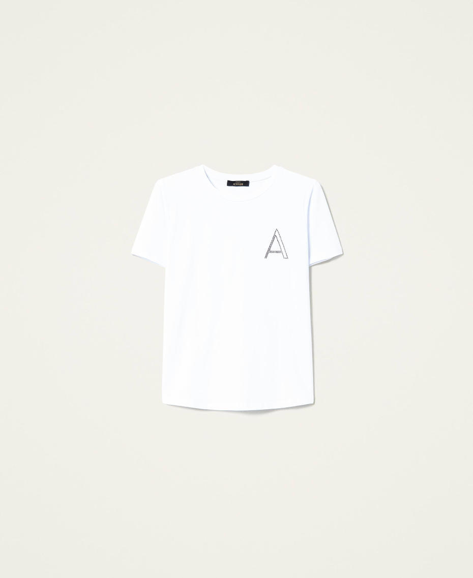 T-shirt con logo in strass Bianco Donna 212AP2612-0S