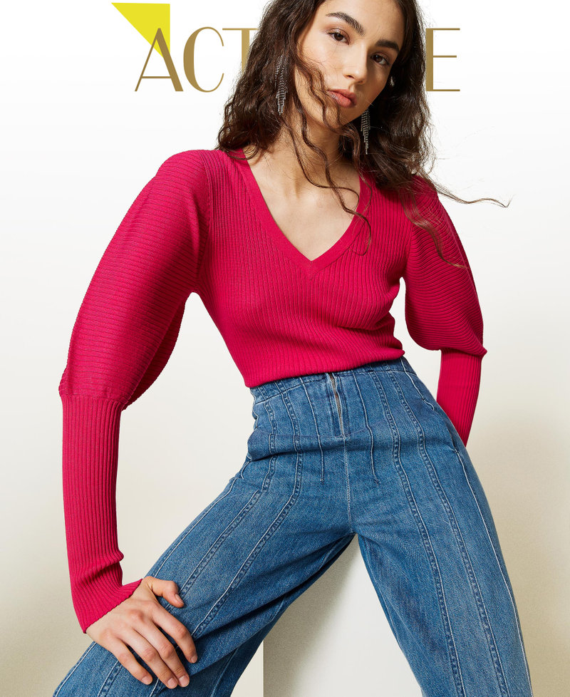 Maglia 'Garnet' con maniche a palloncino Purple Berry Donna 212AP3030-01