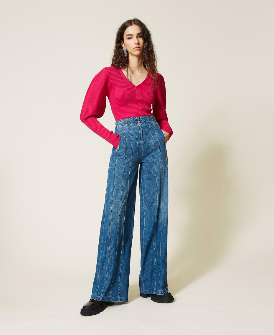 Maglia 'Garnet' con maniche a palloncino Purple Berry Donna 212AP3030-0T