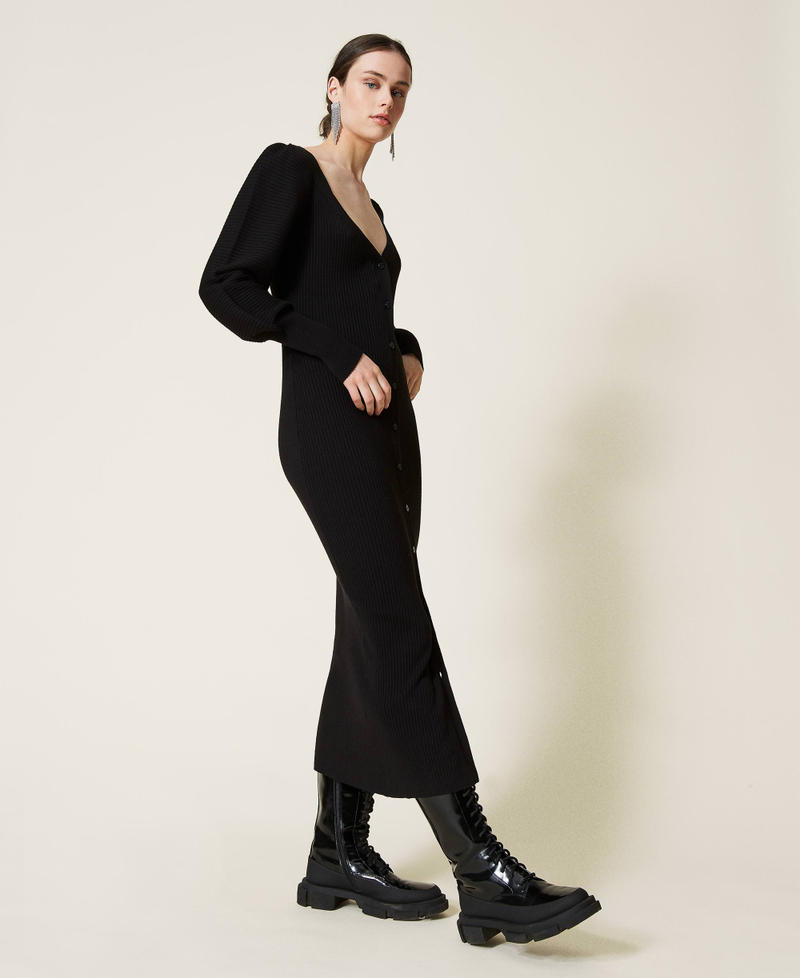 Платье Garnet с рукавами-буфами Черный женщина 212AP3032-02