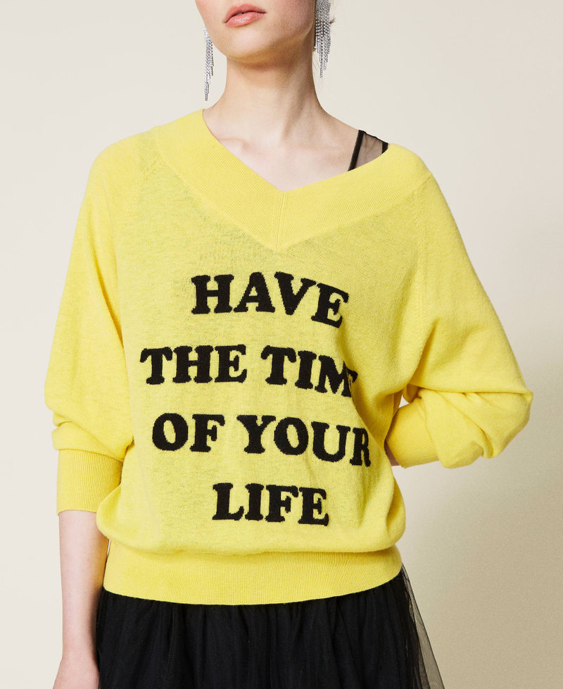 Maxi jumper and tulle slip dress Two-tone Sunny Yellow / Black Woman 212AP3120-05