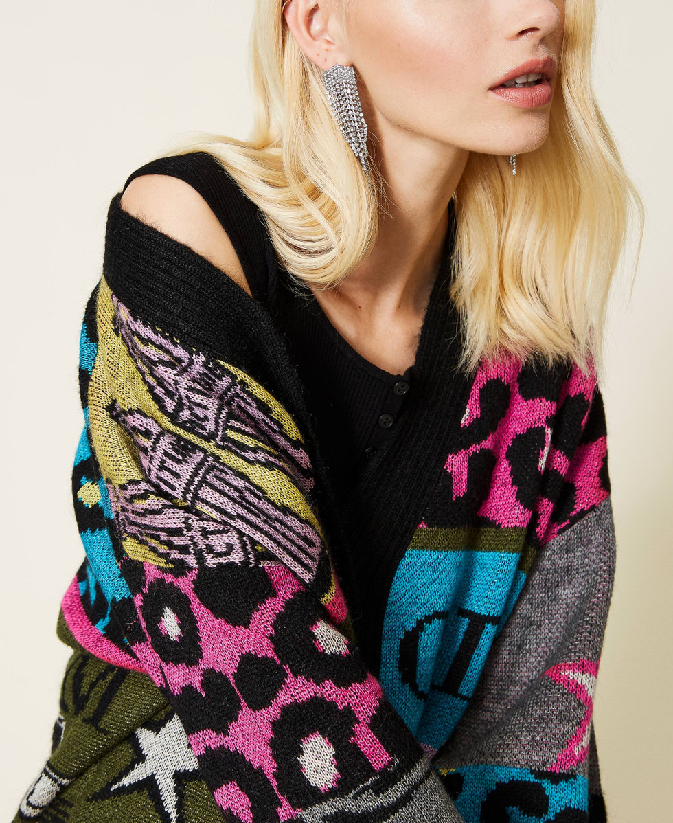 Cardigan in misto lana jacquard Donna, Viola | TWINSET Milano