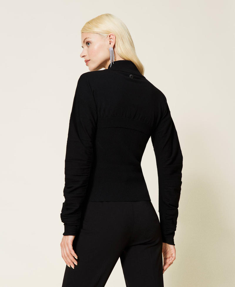 Ribbed top and cropped jumper Black Woman 212AP3140-03